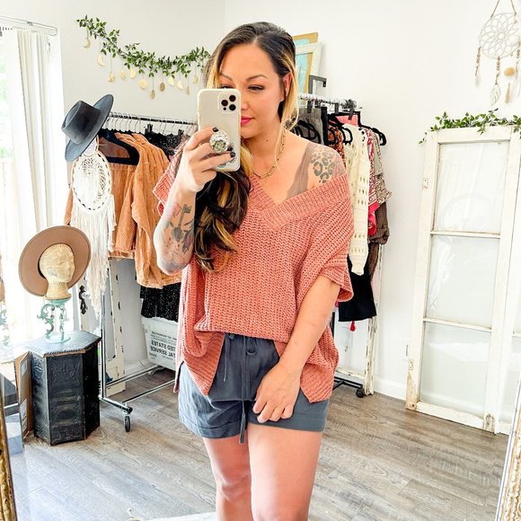 GINGER Vneck Short Sleeve Sweater Vest - Picture 3 of 5